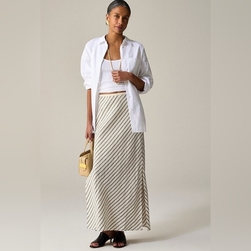 J. Crew New Gwyneth slip skirt in striped linen - Picture 2 of 4